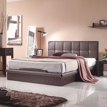 젠티스 메이 평상형 PU가죽침대 프레임, 브라운