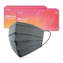 온스타일 평면 데일리마스크 대형 그레이 100매 일회용 국산 회색, 일반형 온스타일 2BOX 100매 (그레이)