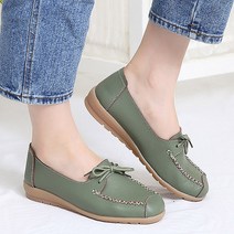 카라코사 천연소가죽 3cm 파스텔 리본포인트 로퍼