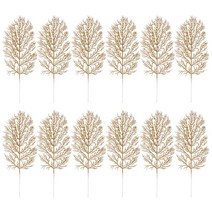 크리스마스 잎 추천 인공 반짝이 가지 소나무 줄기 장식 골드 꽃 스프레이 화환, [02] Golden
