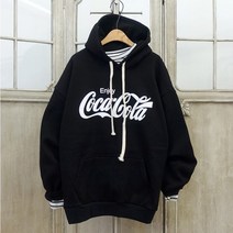 이힝 코크 발포 프린팅 루즈핏 포켓 여성 후드티