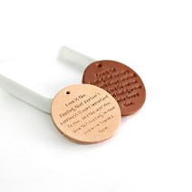 가배공방 40mm영문원형 가죽장식 키링부자재, 브라운