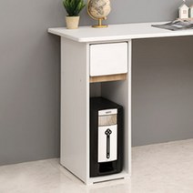 컴퓨터본체수납장 책상하부가구 1단서랍 전선구멍 슬림형, 화이트