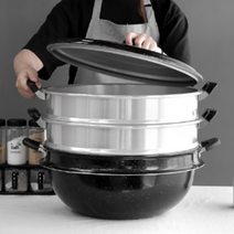 3단찜솥 만두 찜솥 찜통 대용량 스탠 3단찜기, 다용도 3단찜기 40cm