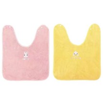 밀크봉봉 어린이 방수 세안타올 유아 턱받이 워시빕 1+1, 40*50, 핑크+옐로우