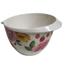 멜라민 믹싱볼 손잡이 [핑크로즈] 디자인 22cm 주방볼 샐러드볼 과일 야채 보울 베이킹볼 쿠킹볼 다용도볼 시리얼볼 나물무침 디저트볼 포도믹싱볼 윗지름22.5/손잡이포함27/높이13cm