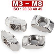 알루미늄프로파일 샌드위치판넬 m3 m4 m5 m6 m8 t형 해머 너트 슬라이더 너트 고정 커넥터 알루미늄 압출 프로파일 그루브 유럽 표준 20 30 40 45, 20m4(20개)