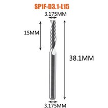 1pc AAAAA 3D CNC 라우터 비트 조각 3.175 /4/6 생크 단일 플루트 밀링 커터 나선형 엔드 밀 목공 알루미늄, SP1F-D3.1-L15