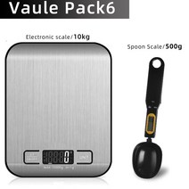 LCD 디스플레이 5KG 전자 저울 주방 규모 디지털 다기능 스테인레스 스틸 무게 측정, 10 Value Pack 6