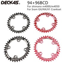 옴니움 크랭크 deckas 94+96 bcd mtb 자전거 마운틴 크라운 라운드 타원형 체인링, 타원형 34t 레드