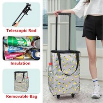 장바구니캐리어 시장 4바퀴 카트 휴대용 접이식 대형 쇼핑 가방 여성용 정리함 야채 트롤리 바퀴 달린 가방 시장112548, Drawstring Flamingo 2