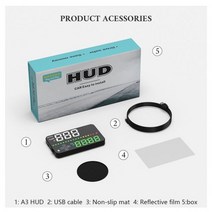 자동차 속도계 AGPS HUD 자동 프로젝터 헤드 업 차량 속도 감지기 전압 방향 경보, N01 .A3, 해외
