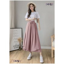 여름 A라인 40대 여자 린넨 치마 바지 플레어 통바지 면 치마반바지 코디 데일리