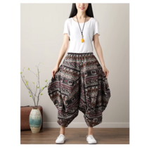 여성 인디코끼리 W 입체절개 밴딩 할렘팬츠