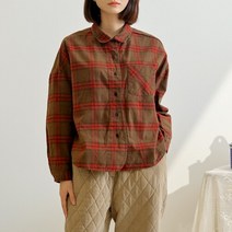 내추럴가든 체크 소매핀턱 언발 셔츠