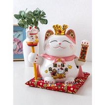 손흔드는 왕관 마네키네코 3 color(909)고양이 장식품 집들이 선물, 레드