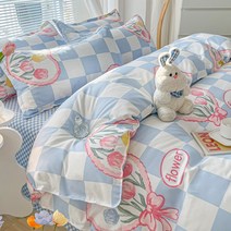 어스 원더 랜드 능직 연마 침대 시트 세트 --침대 시트+이불 커버+베개 커버
