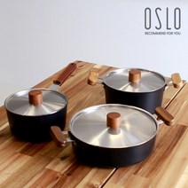 [서울리빙] 오슬로 IH 인덕션 우드핸들 냄비세트 3종(18편수+20양수+24전골), 상세 설명 참조