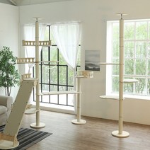 퍼펙트폴 원목 캣폴 고양이 캣타워, 핑크-원목_퍼펙트폴셋트+폴하우스+투명콘도