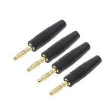 알루미늄 프로파일 4mm 플러그 금도금 뮤지컬 스피커 케이블 와이어 핀 바나나 커넥터 4 피스, Black-4pcs