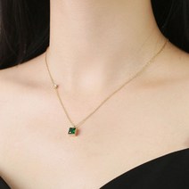 심플 에메랄드 큐빅 스퀘어 펜던트 목걸이 A024