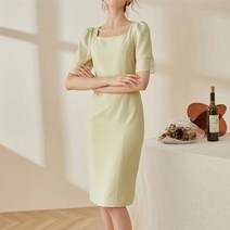 여성 심플 원피스 H라인 슬림핏 하객룩 오피스룩 미니 상견례 봄원피스 스퀘어넥 화이트