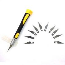 목공 조각도 조각칼 조각기 목공끌 미끄럼 방지 금속 메스 + 11 pcs sk5 블레이드 나무 조각 칼 과일 음식 공예 조각 조각 칼 손 도구 wl 9302s, 하얀