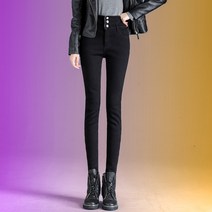 플러스 벨벳 청바지 여성의 2022 년 겨울 높은 허리 스트레치 피트 패딩 타이트한 슬림 연필 바지 긴 바지