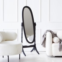 [리비니아] 퀸앤 SNS 셀카 피팅룸 옷가게 원목 전신거울, 블랙