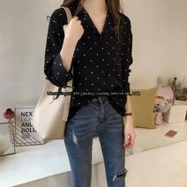 CHINA 여성 셔츠 블라우스 남방 긴팔 빅사이즈 땡땡이 gh45 린넨 와이셔츠