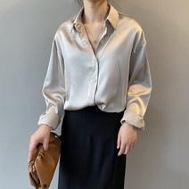 폼 여성 긴팔 루즈핏 정장 실키 블라우스