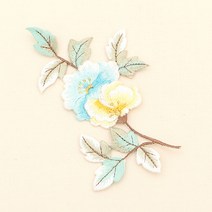 릴리패브릭 73-886 목단 꽃 자수장식_스카이&옐로우