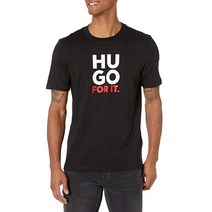 Hugo Boss 남성용 블록 로고 프린트 티셔츠 블랙 오일. Medium