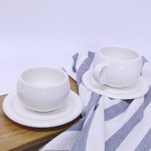 화이트 도자기 커피잔 라떼잔 카푸치노잔 전통차잔 수정과잔 식혜잔 머그 _ 2가지 사이즈, 받침