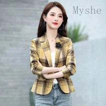 [Myshe]봄 가을 여성 체크무늬 자켓 슬림핏 정장자켓 SheFEI811XF5