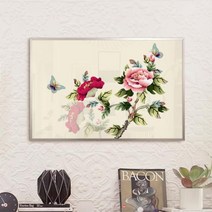 [바보사랑] 행운의동양화꽃과나비_중형메탈액자, 프레임/타입:그레이/4타입