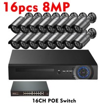 Gadinan 불릿 IP POE 보호 카메라 시스템 야외 스마트 홈 CCTV 레코드 감시 키트 H.265 NVR 32CH 8MP, 03 16pcs 8MP Cameras_02 없음