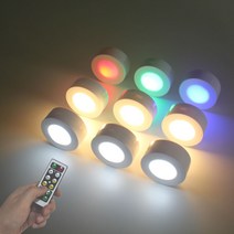 붙이는 LED 무선 리모컨 터치라이트 무드등 수유등 수면등 장식장 조명 피규어 3개세트, 단색_화이트_단품1개