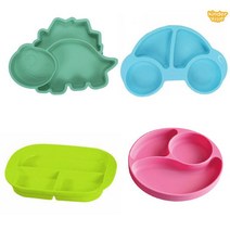 킨더빌 실리콘 흡착식판/유아식판/아기식판/어린이집식판/국민아기식판/돌아기식판 이유식기/유아식기/세트, 종류:킨더빌 자동차흡착식판(그린), 단품