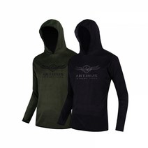 아티누스 AT-576 플리스 후드 티셔츠 낚시복 경량 동계티 남녀공용, 2L, 블랙