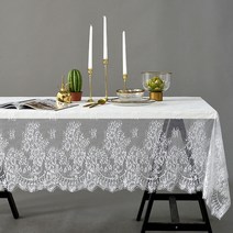 후아나야 레이스 테이블보 화이트 식탁보 4-8인용 (145x300cm), 70x145cm, 흰색