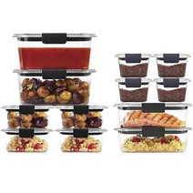 Rubbermaid 브릴리언스 샘방지 투명 식품 보관 용기 24피스 세트 BPA 프리, Plastic Lids