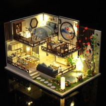 miniyo 대나무 원목 DIY 미니어처하우스 만들기 키트 세트 오르골포함 한글설명서 당일발송