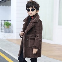 키즈 아동 롱코트 남아 디자인 겨울 털 가죽 무스탕