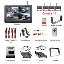 트럭후방카메라 자동차 트럭 모니터 시스템 무선 차량 CCTV 전면/후면 카메라, 4 캠 64G로 설정