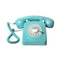 레트로 유선 전화 1960년대 스타일 장식 빈티지 로터리 다이얼 전화기, 파란색, 아BS PP