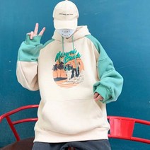 가바바 남성 후드티 앞에 귀여운 로고가 그려진 긴팔티셔츠 G41394