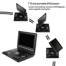 7.8 인치 TV 홈 자동차 DVD 플레이어 휴대용 HD VCD CD MP3 USB RCA 케이블 게임 169 회전 LCD Sn, [01] EU Plug