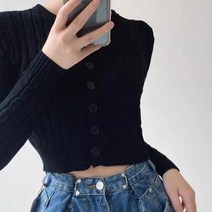 [큰귀멍멍]여성 꽈배기 크롭 니트 라운드넥 가디건