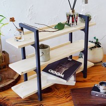 [미아트] 아름데코 보렌 원목 3단 선반, 옵션:블랙-원목